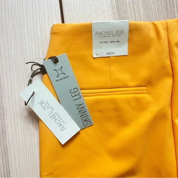Rachel Zoe hi rise slim leg Vibrant Yellow Pants women size 8.